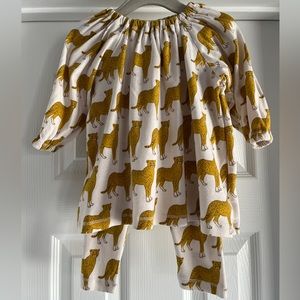 MILKBARN Organic Cotton Yellow/Cream Cheetah Outfit Two Piece Set 12-18m